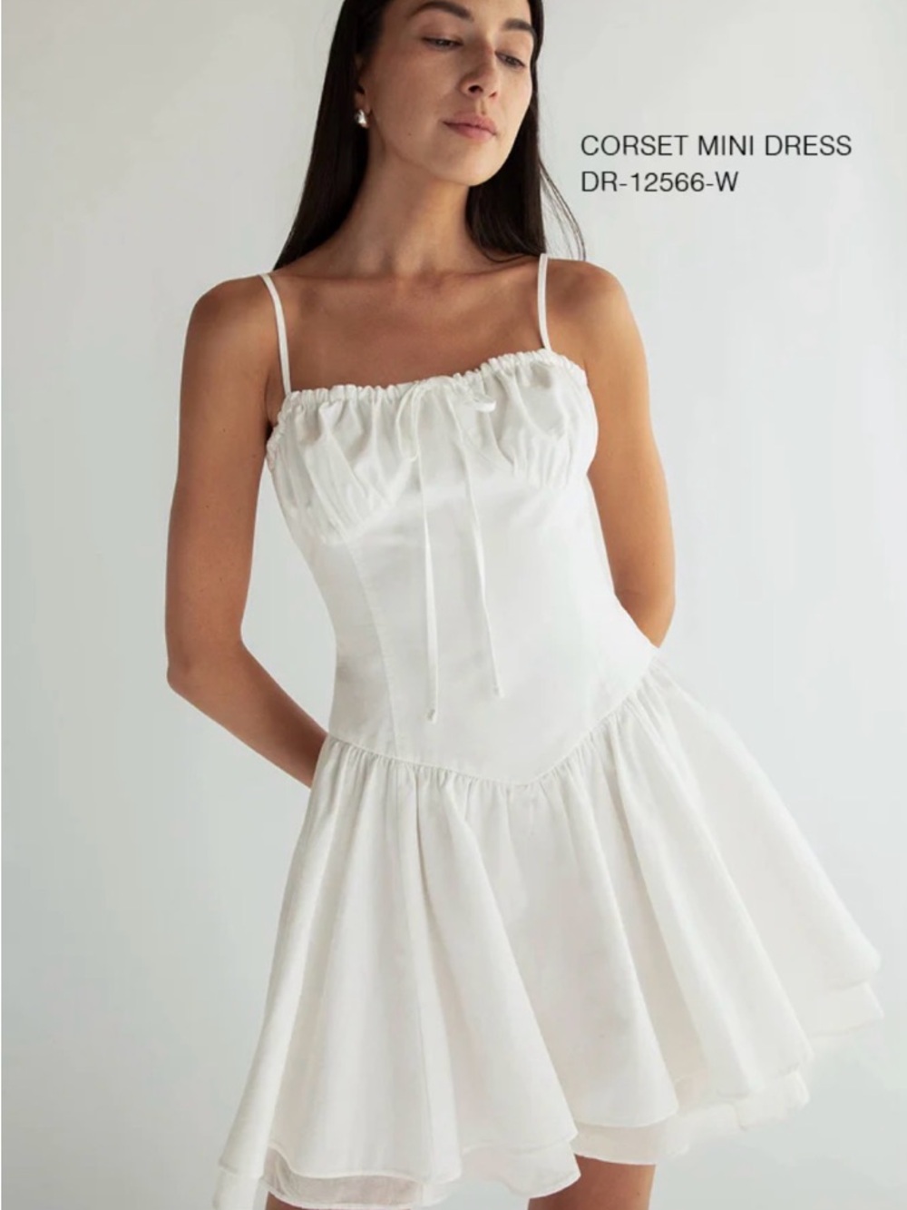 Oak and Fort NWT White Corset Spaghetti-Strap Mini Dress